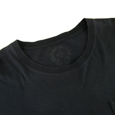 The collar of the Chrome Hearts Cross Black Yellow Long Sleeve T-Shirt.