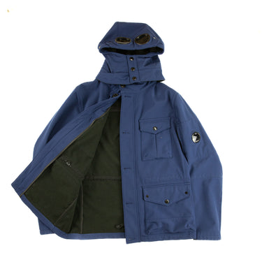 The inside of the C.P. Company Navy Goggle Soft Shell Jacket.