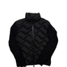The front of the Moncler Quilted Shell Ribbed Knit Cardigan Jacket.