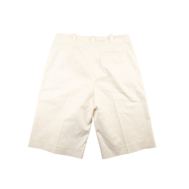 The back of the Loro Piana White Bermuda Cotton Shorts with Gold Detailing.