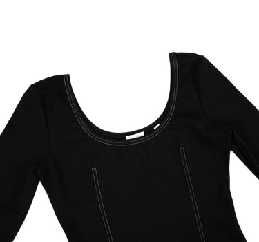 The inside label of the Burberry Black Dress with White Stitching.