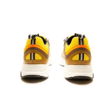 The back of the Dior B22 Ebony Camel Yellow Calfskin Trainer.