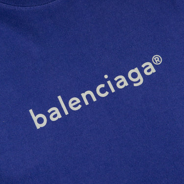 The logo of the Balenciaga Navy Copyright T Shirt.