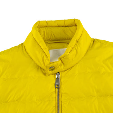 The collar of the Prada Milano Yellow Puffer Jacket.