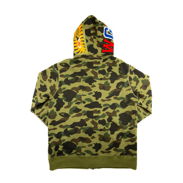 The back of the A Bathing Ape Green Camo Shark Full Zip Hoodie.