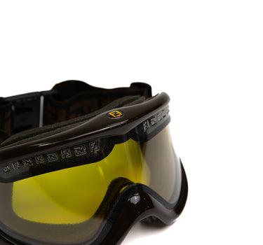 The closer image of the front of the Fendi Ski Goggles.