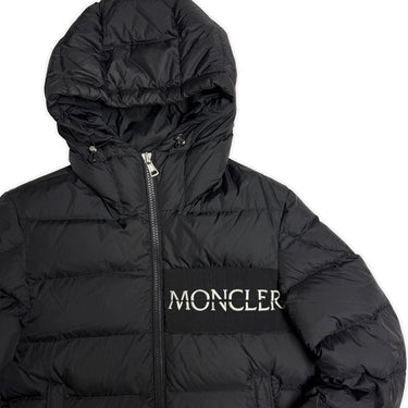 The logo of the Moncler Aiton Black Puffer Jacket.