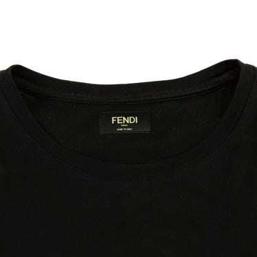 The inside label of the Fendi FF Box Logo Black T Shirt.
