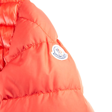 The logo of the Moncler Red Dinant Puffer Jacket.