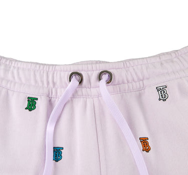 The waistband of the Burberry Monogram Embroidered Pink Shorts.