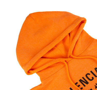 The hood of the Balenciaga Orange Languages Hoodie.