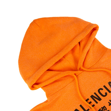 The hood of the Balenciaga Orange Languages Hoodie.