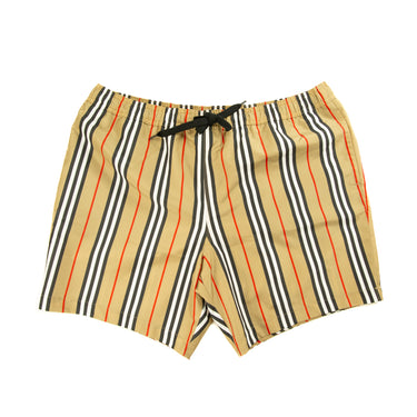 The front of the Burberry Striped Check Print Swim Shorts.
