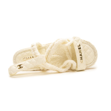 The top of the Chanel Cord Lambskin Quilted Sandals.