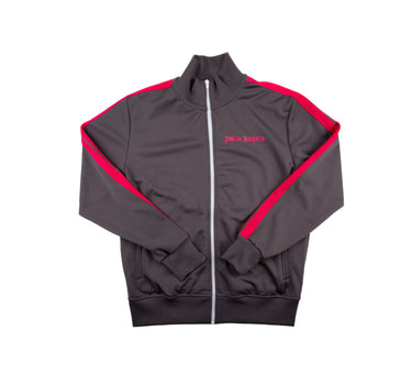 The front of the Palm Angels Grey & Pink Track Jacket.