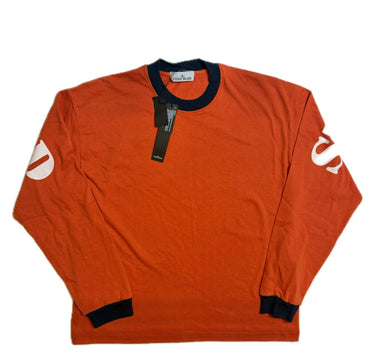 The front of the Stone Island Marina Back Logo Red Long Sleeve Oversized T Shirt.