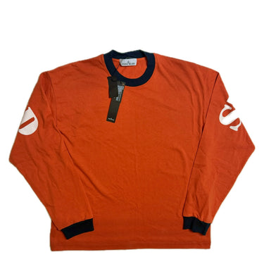 The front of the Stone Island Marina Back Logo Red Long Sleeve Oversized T Shirt.