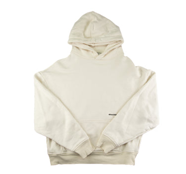 The front of the about:blank drop:seven White Hoodie.