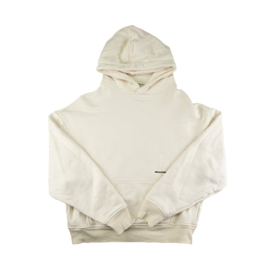 The front of the about:blank drop:seven White Hoodie.