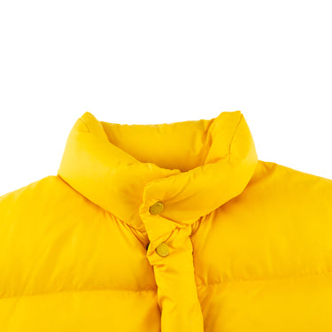 The inside of the Moncler Venice Yellow Puffer Jacket.
