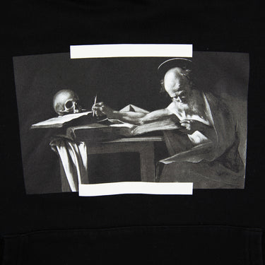 The front print of the Off-White Black & White Print Caravaggio Hoodie.
