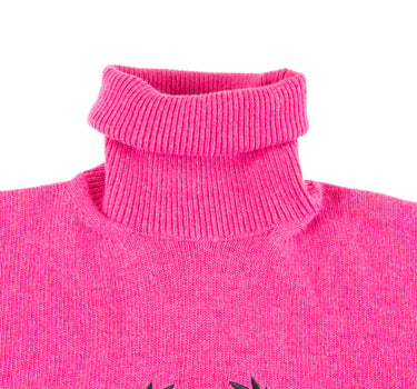 The collar of the Balenciaga BB Crest Pink Turtle Neck Sweater.