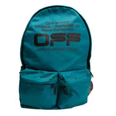The front of the Off-White Wavy Logo Backpack.