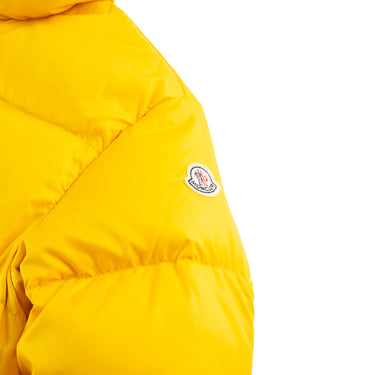 The logo of the Moncler Venice Yellow Puffer Jacket.