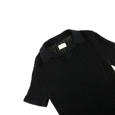 The front of the Aime Leon Dore Mesh Knit Black Polo.