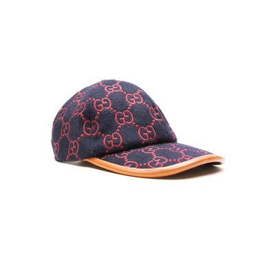 The front of the Gucci Embroidered GG Canvas Baseball Hat.