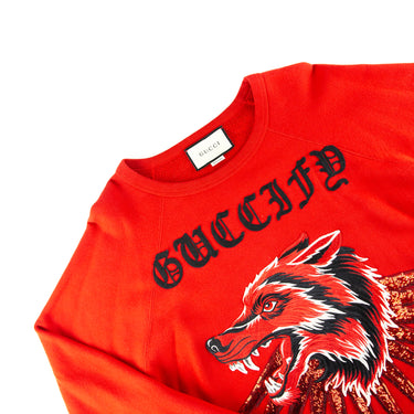 The front of the Gucci Guccify Red Wolf Sweatshirt.