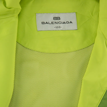 The collar of the Balenciaga Lime Green Windbreaker.