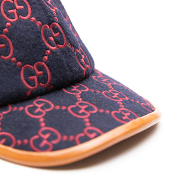 The front of the Gucci Embroidered GG Canvas Baseball Hat.