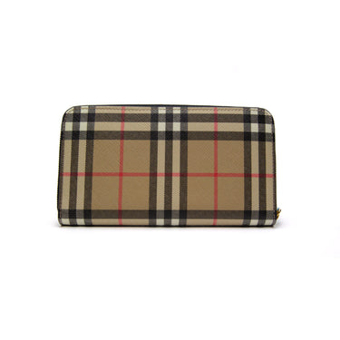 The back of the Burberry Check Zip Wallet.