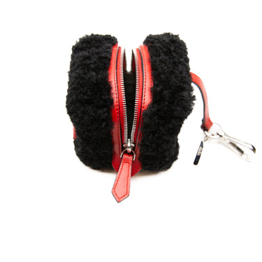 The top view of a Fendi Dice Box Bag in Black & Red.