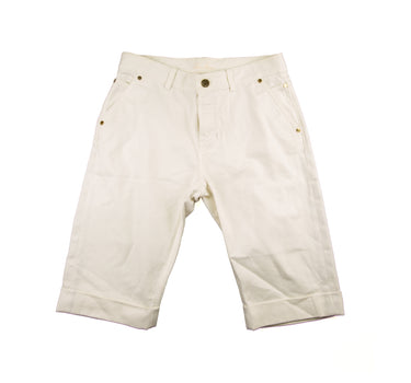 The front of the Loro Piana White Denim Shorts.