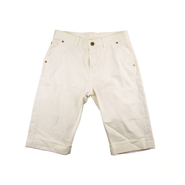 The front of the Loro Piana White Denim Shorts.