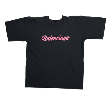 The front of the Balenciaga Pink Logo T-shirt in black.