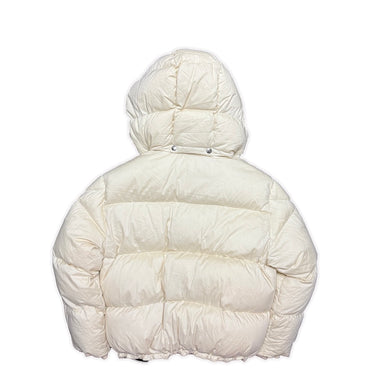 The back of the Moncler Twist Huarez Cream Puffer Jacket.