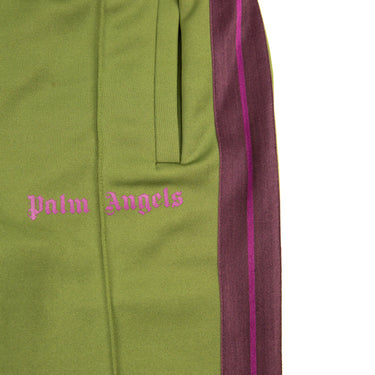 The logo of the Palm Angels Military Green and Purple Sweatpants.