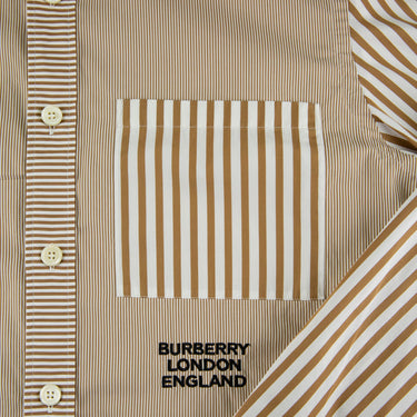 The logo of the Burberry Orange Striped Shirt.
