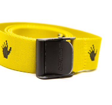 The buckle of the Off-White Yellow Belt.