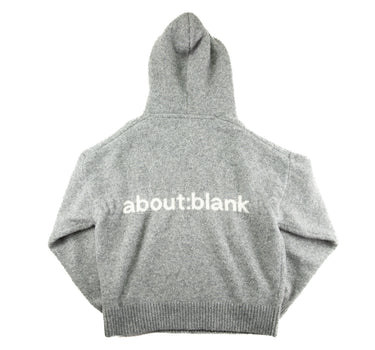 The back of the about:blank Mohair Knitted Logo Grey Hoodie.