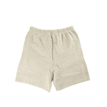 The back of the Fear Of God ESSENTIALS Dark Oatmeal Shorts L.