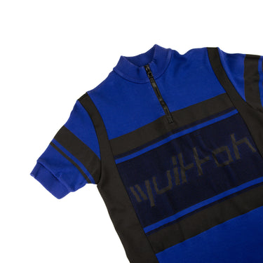 The flat lay of the Louis Vuitton Jacquard Blue Cycling Top.