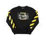 The front of the Off-White Yellow Caravaggio Sweatshirt, showcasing a vibrant yellow color.