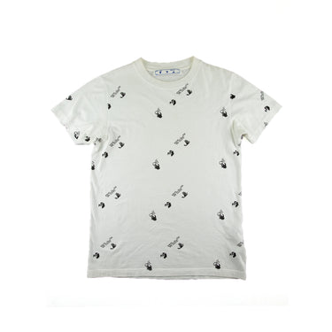 The front of the Off-White White Repeat Logo T Shirt.