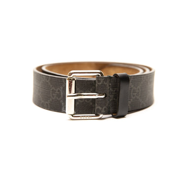 The front of the Gucci Black Monogram Kingsnake Belt.