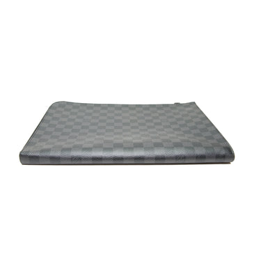 The side of the Louis Vuitton Damier Graphite Pochette Bag.