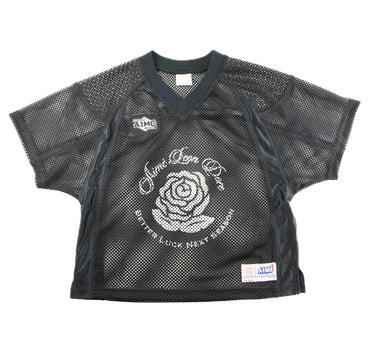 The front of the Aime Leon Dore Stadium Cropped Practice Black Jersey.